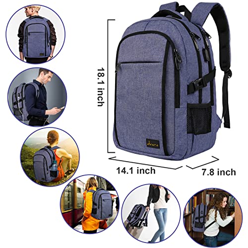 dvarn Laptop Backpack for Men and Women,Waterproof Travel Laptop Backpack with USB Charging Port,Anti Theft College Backpack (Blue)