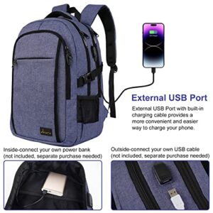 dvarn Laptop Backpack for Men and Women,Waterproof Travel Laptop Backpack with USB Charging Port,Anti Theft College Backpack (Blue)