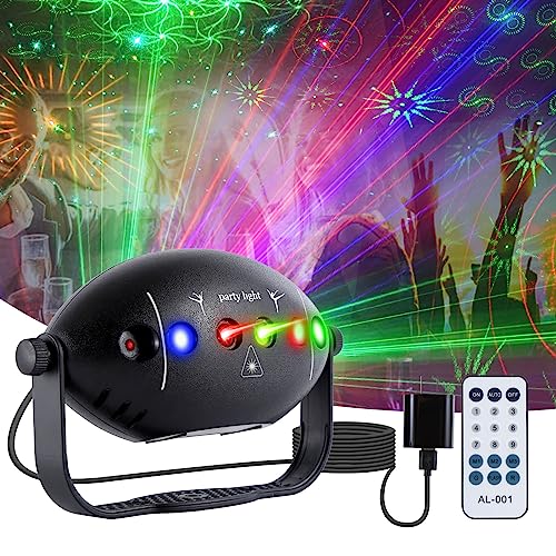 Dj Lights Stage Party Lights Sound Activated Disco Ball Lamp Rave Lights with Remote 3 LED Backlight Strobe Flash Patterns Projector Lighting in Door for Parties Dance Room Home Christmas Decoration