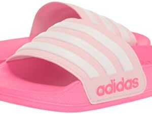 adidas Adilette Shower Slide Sandal, Clear Pink/White/Lucid Pink, 13 US Unisex Little Kid