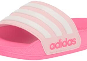 adidas Adilette Shower Slide Sandal, Clear Pink/White/Lucid Pink, 13 US Unisex Little Kid