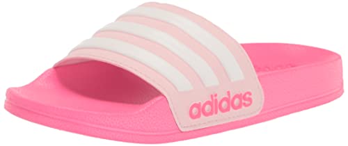 adidas Adilette Shower Slide Sandal, Clear Pink/White/Lucid Pink, 13 US Unisex Little Kid