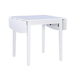 linon white 30" square 30" x 48" fully extended torino drop leaf table