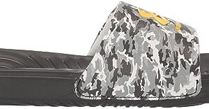 Under Armour Boy's Ansa Graphic Fixed Strap Slide Sandal, (010) Black/Mod Gray/Tahoe Gold, 3 Little Kid