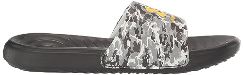 Under Armour Boy's Ansa Graphic Fixed Strap Slide Sandal, (010) Black/Mod Gray/Tahoe Gold, 3 Little Kid