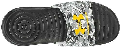 Under Armour Boy's Ansa Graphic Fixed Strap Slide Sandal, (010) Black/Mod Gray/Tahoe Gold, 3 Little Kid