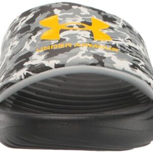 Under Armour Boy's Ansa Graphic Fixed Strap Slide Sandal, (010) Black/Mod Gray/Tahoe Gold, 3 Little Kid