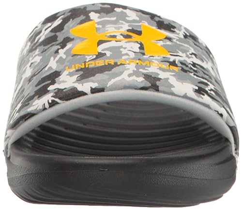 Under Armour Boy's Ansa Graphic Fixed Strap Slide Sandal, (010) Black/Mod Gray/Tahoe Gold, 3 Little Kid