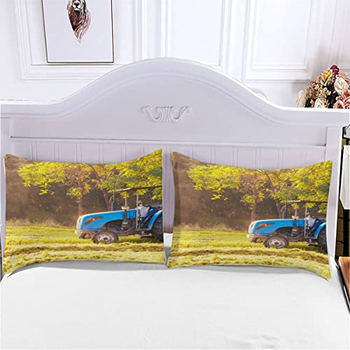 Quilt Cover Queen Size Combine Harvester 3D Bedding Sets Agricultural Tractor Duvet Cover Breathable Hypoallergenic Stain Wrinkle Resistant Microfiber with Zipper Closure,beding Set with 2 Pillowcase