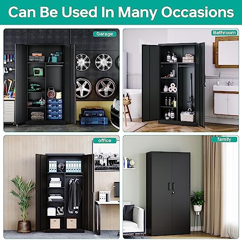 SISESOL Metal Storage Cabinets Locker with Locker Shelf, 71" Armoire Wardrobe Closet with Hanging Rod Storage Locker, Wardrobe Cabinet for Bathroom Storage Cabinet with Doors Lockers for Employees