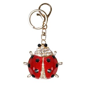 ladybug keychain - key decoration for women,rhinestone crystal gift to friends family,sliver and gold alloy keychain for girls (ladybug)
