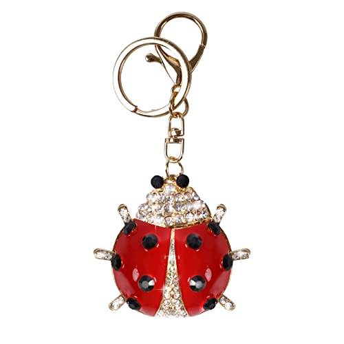 Ladybug Keychain - Key Decoration for Women,Rhinestone Crystal Gift to Friends Family,Sliver and Gold Alloy Keychain for Girls (Ladybug)