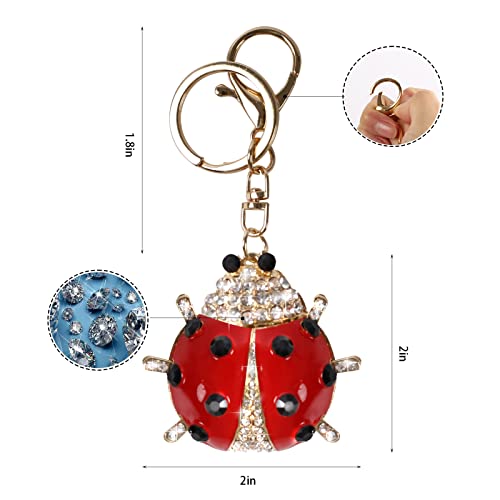 Ladybug Keychain - Key Decoration for Women,Rhinestone Crystal Gift to Friends Family,Sliver and Gold Alloy Keychain for Girls (Ladybug)