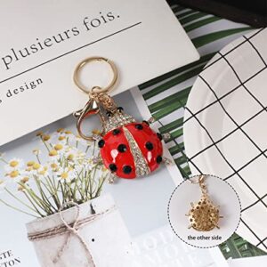 Ladybug Keychain - Key Decoration for Women,Rhinestone Crystal Gift to Friends Family,Sliver and Gold Alloy Keychain for Girls (Ladybug)