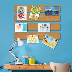 6 Pack Cork Board Strips, Self Adhesive Small Cork Board for Wall Desk Home Classroom Office with 50 Push Pins for Paste Notes, Photos, Schedules