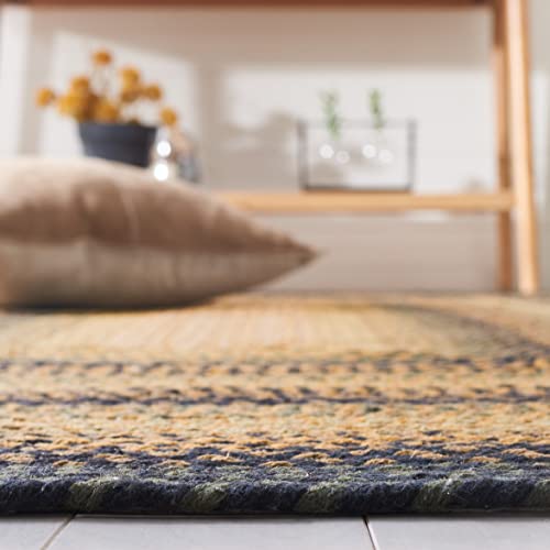 Safavieh Braided Collection Accent Rug - 4' x 6', Gold & Sage, Flat Weave Reversible Cotton Design, Easy Care, Ideal for High Traffic Areas in Entryway, Living Room, Bedroom (BRD651D)