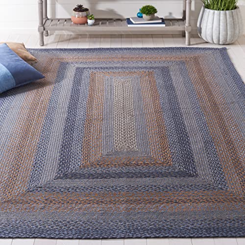 Safavieh Braided Collection Accent Rug - 4' x 6', Grey & Brown, Handmade Country Cottage Jute Reversible, Ideal for High Traffic Areas in Entryway, Living Room, Bedroom (BRD652F)