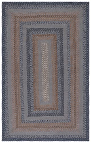 Safavieh Braided Collection Accent Rug - 4' x 6', Grey & Brown, Handmade Country Cottage Jute Reversible, Ideal for High Traffic Areas in Entryway, Living Room, Bedroom (BRD652F)