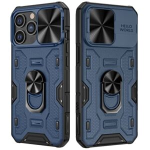vego for iphone 14 pro max case, iphone 14 pro max case with slide camera cover & built-in 360° rotate ring kickstand magnetic shockproof cover case for iphone 14 pro max 6.7" 2022 - blue