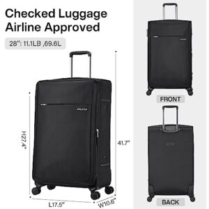 MILADA Softside Expandable Luggage 28 inch Luggage Large Suitcase with Spinner Wheels Travel Luggage Suitcases TSA Approved Luggage for Women Man, Black