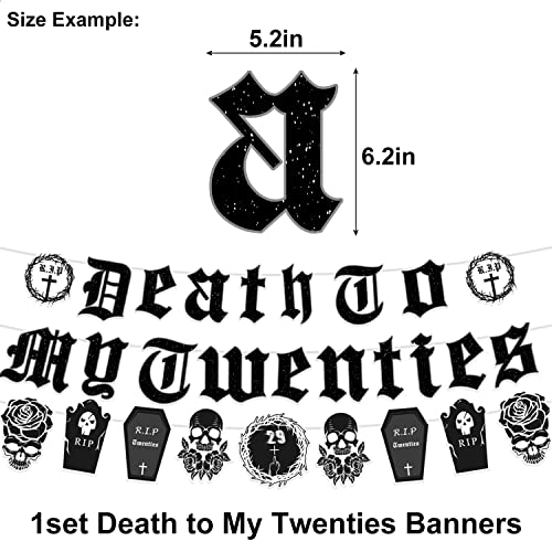 Death to My 20s Decorations 30th Birthday Decorations, Death to My 20s Party Supplies Including Birthday Banner Cake Cupcake Toppers Balloons, Funeral for My Youth Funny Thirtieth Birthday Party