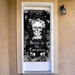 Death to My Twenties Decorations Rip to My 20s Door Cover 30th Birthday Party Backdrop Skull Door Banner for Death to My 20s Party Supplies Background Photo Props