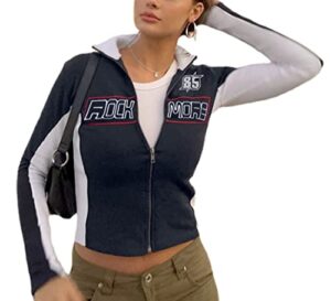 xponni zip up jacket blokecore clothes womens jackets lightweight trendy y2k jacket cropped jacket women (l)