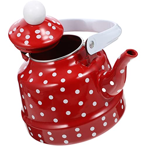 STOBAZA Tea Pot Tea Pot Tea Kettle Stovetop Ceramic Enameled Teapot Red Dot Tea Kettle Stainless Steel Water Boiling Pot for Kitchen Stovetop 1.7L Tea Pot Tea Kettle Stovetop Tea Kettle Stovetop