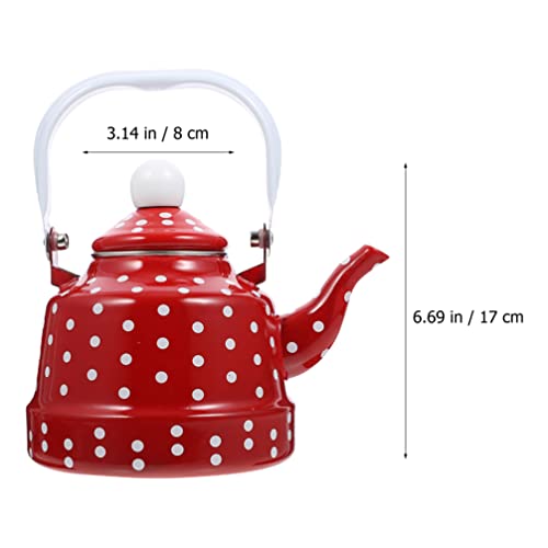 STOBAZA Tea Pot Tea Pot Tea Kettle Stovetop Ceramic Enameled Teapot Red Dot Tea Kettle Stainless Steel Water Boiling Pot for Kitchen Stovetop 1.7L Tea Pot Tea Kettle Stovetop Tea Kettle Stovetop