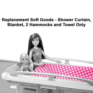 Barbie Replacement Parts Camper Playset - FBR34 ~ Replacement Soft Goods ~ Shower Curtain, Blanket, 2 Hammocks and Towel