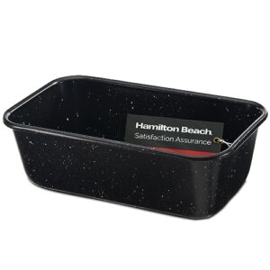 hamilton beach carbon steel loaf pan black nonstick with marble coating and painting, bakeware, professional baking, bread pan, meatloaf, cake, easy grips handles, brownies, multipurpose cookware