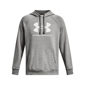 Under Armour Men's Rival Fleece Logo Hoodie , (025) Castlerock Light Heather / / White , XX-Large Tall