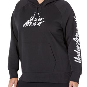 Under Armour Women's Plus Size Rival Fleece Big Logo Hoodie, (001) Black / / White, 2X