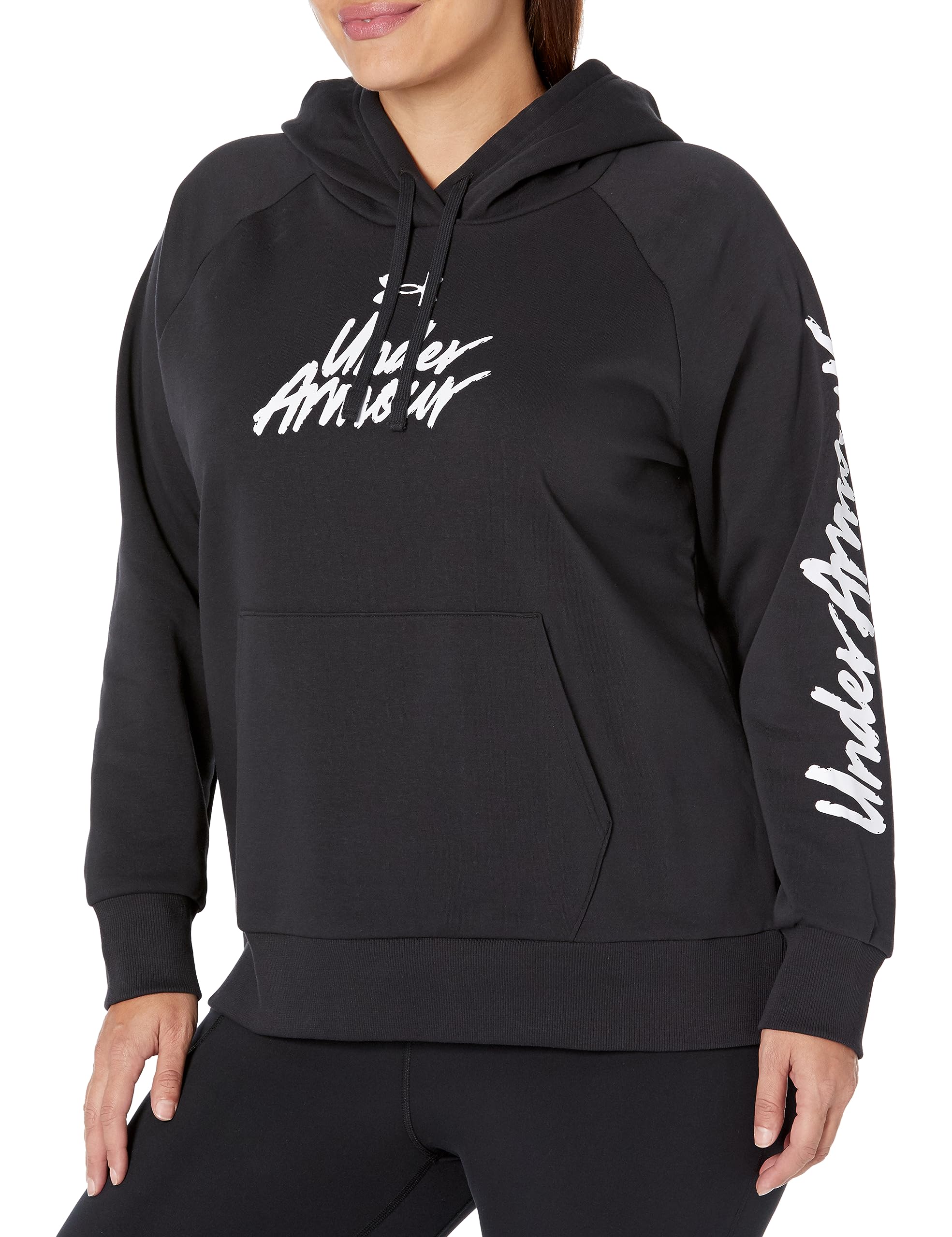 Under Armour Women's Plus Size Rival Fleece Big Logo Hoodie, (001) Black / / White, 2X