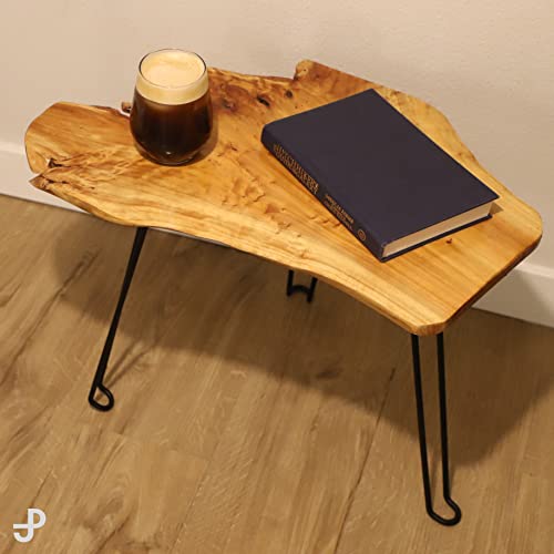 [PJ Collection] Live Edge Foldable Table, Natural Fir Root Table Top, Foldable Table Legs, Lightweight Table, No Tool Assembly,