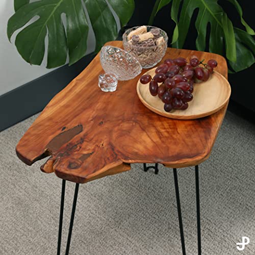 [PJ Collection] Live Edge Foldable Table, Natural Fir Root Table Top, Foldable Table Legs, Lightweight Table, No Tool Assembly,