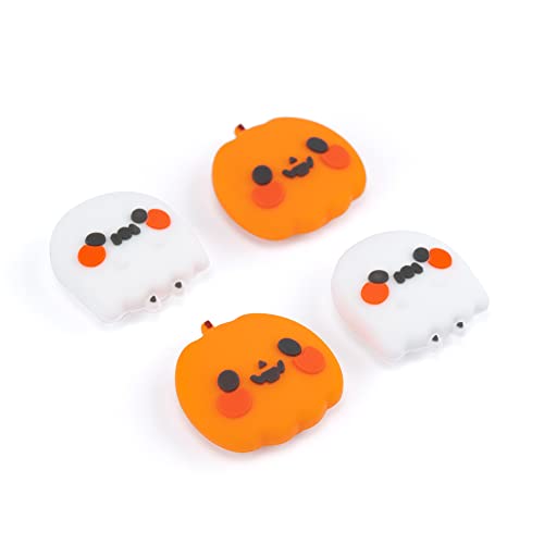 GeekShare Cute Silicone Halloween Joycon Thumb Grip Caps, Joystick Cover Compatible with Nintendo Switch/OLED/Switch Lite,4PCS - Pumpkin Ghost