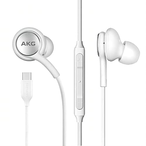 2022 Wired Earbud Stereo Headset for Samsung Galaxy S22 Ultra S21 Ultra Galaxy S20 Ultra 5G, Note 10, Note 10+ - Designed by AKG - C-Connector with Microphone and Volume Remote - White