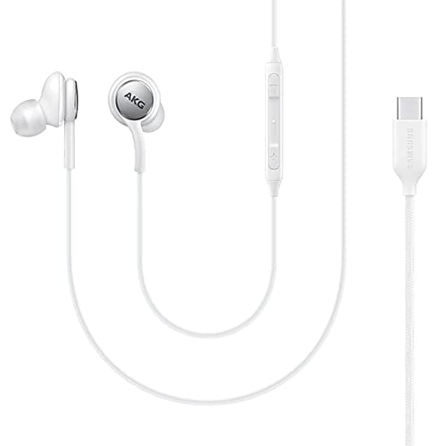 2022 Wired Earbud Stereo Headset for Samsung Galaxy S22 Ultra S21 Ultra Galaxy S20 Ultra 5G, Note 10, Note 10+ - Designed by AKG - C-Connector with Microphone and Volume Remote - White