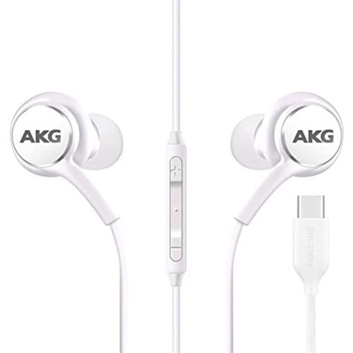 2022 Wired Earbud Stereo Headset for Samsung Galaxy S22 Ultra S21 Ultra Galaxy S20 Ultra 5G, Note 10, Note 10+ - Designed by AKG - C-Connector with Microphone and Volume Remote - White