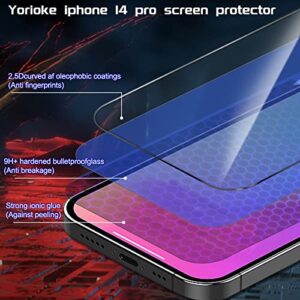 2 Pack Tempered Glass Designed for iPhone 14 Pro Max Screen Protector with 2 Pack Camera Lens Protector Anti Scratch 9H Hardness Ultra Transparent HD Clear Compatible for iPhone 14 Pro Max