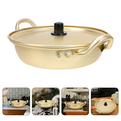 GANAZONO Food Containers Ramen Cooker Korean Noodle Pot Ramen Cooking Pot Hot Pot Cooker Ramen Noodle Pot with Lid Kitchen Cookware for Home 24cm Ramen Cooker Non Stick Frying Pan Set