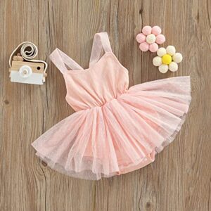 Mubineo Infant Baby Baby Girl Lace Romper Tutu Dress Princess Overall Dress Sundress (Pink, 12-18 Months)