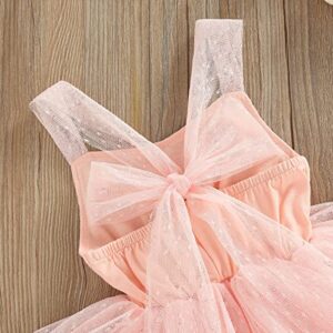 Mubineo Infant Baby Baby Girl Lace Romper Tutu Dress Princess Overall Dress Sundress (Pink, 12-18 Months)