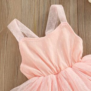 Mubineo Infant Baby Baby Girl Lace Romper Tutu Dress Princess Overall Dress Sundress (Pink, 12-18 Months)