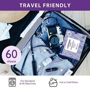 Xcleen Laundry Detergent Sheets Lavender Scent (60 loads), Eco-Friendly, Plastic Free, Biodegradable, Hypoallergenic Laundry Strips for Sensitive Skin, Great for Travel Home and School