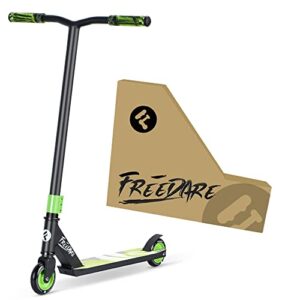 freedare complete pro scooter jb-1 stunt scooter for kids 8 years and up, teens, adults, trick scooter for beginners green