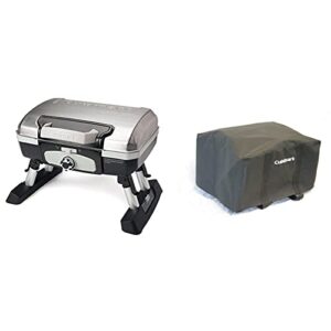 cuisinart grill bundle - petit portable propane gourmet tabletop gas grill (stainless steel) & tabletop grill tote cover