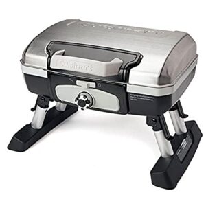 Cuisinart Grill Bundle - Petit Portable Propane Gourmet Tabletop Gas Grill (Stainless Steel) & Tabletop Grill Tote Cover