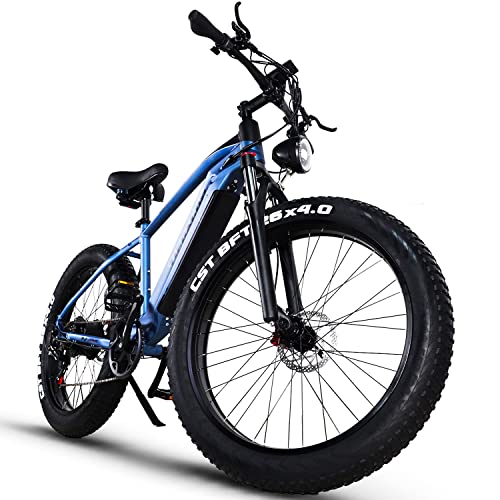 tifgalop Adult Electric Bike, 1000W Motor, Speed max 33 MPH, 48V 18Ah Removable Lithium Battery, 26'' Fat tire Electric Bike Snow Beach Electric Bike 7 Speed